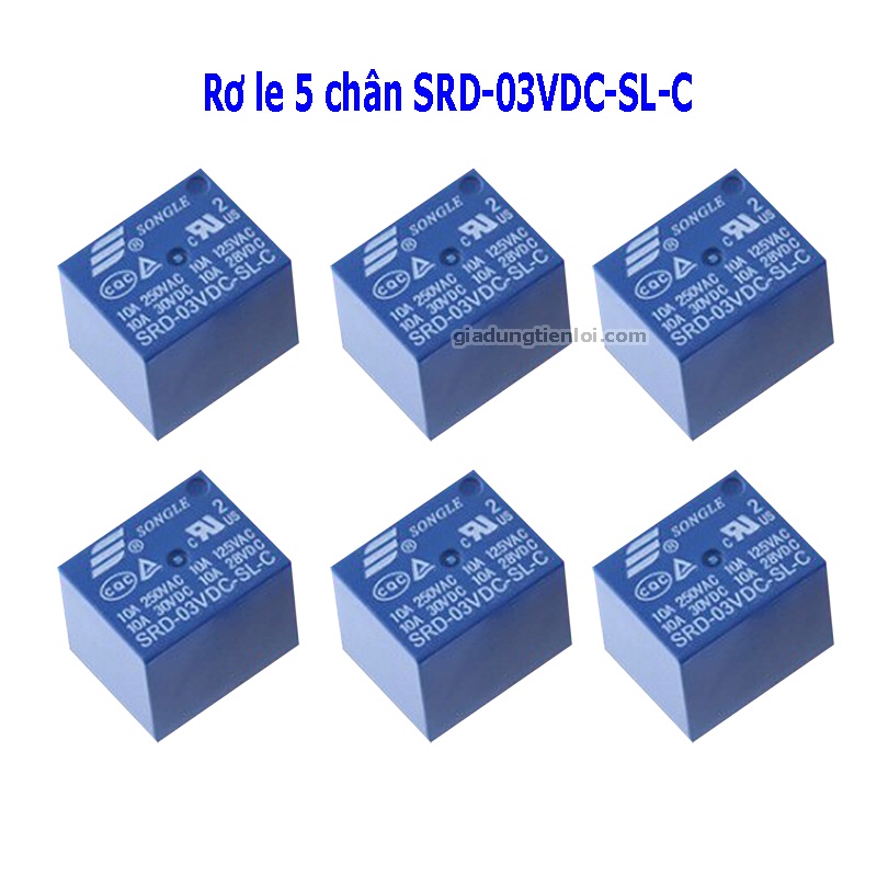 Rơ le (relay) 5 chân Songle 3V - 5V - 9V - 12V - 24V SRD-12VDC-SL-C