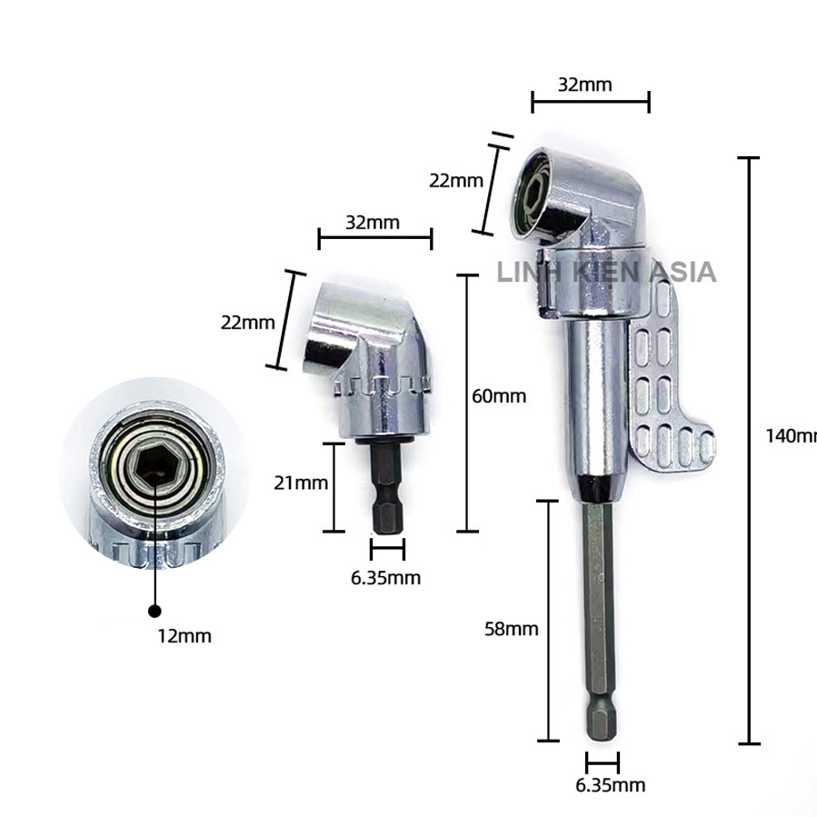 Đầu nối lục giác đổi huớng mũi Khoan Bắt Vít 105 độ