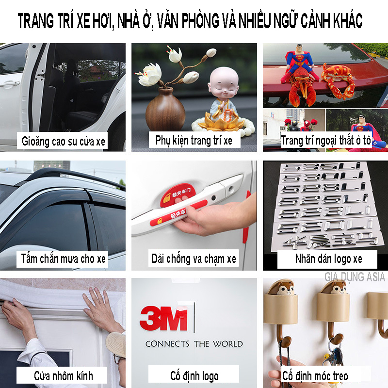 Băng keo 2 mặt 4229P dài 3 mét - keo cường lực sử dụng an toàn chắc chắn