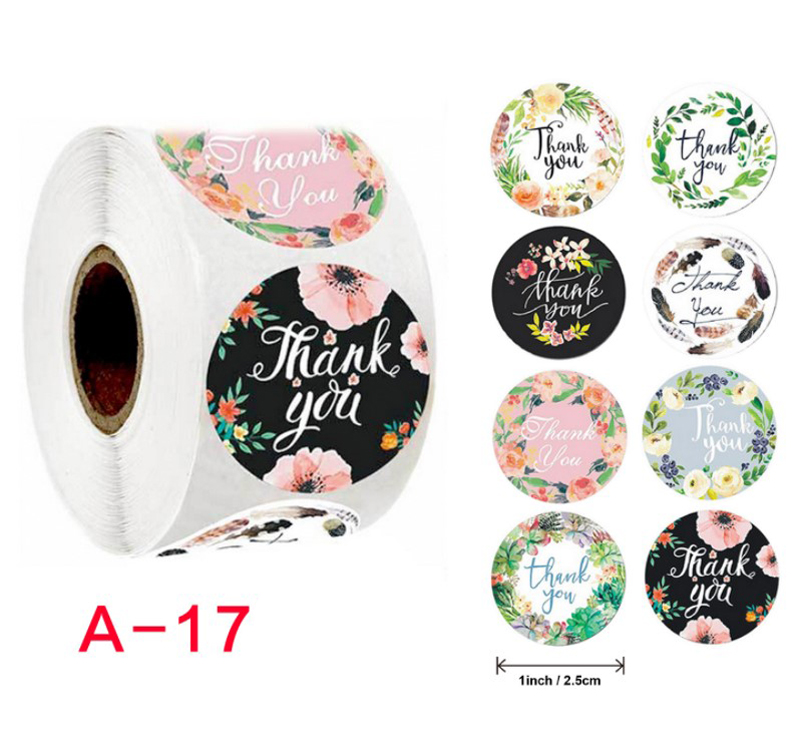 Cuộn 500 tem decal logo thank you kute