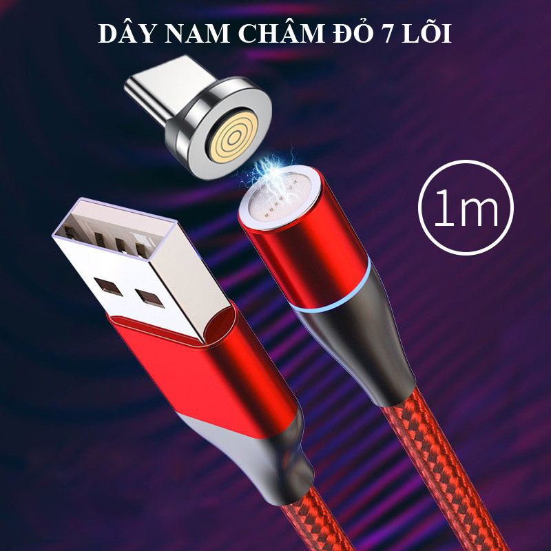 Cáp dữ liệu 7 lõi - sạc nhanh 3A - dây nam châm kết nối điện thoại