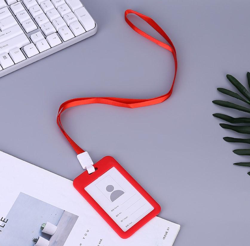Bao thẻ DỌC + dây đeo bảng tên sinh viên – nhân viên văn phòng (10 màu sắc)