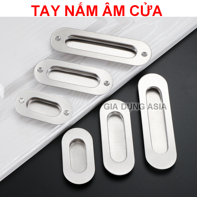 Tay nắm âm cửa tủ quần áo, cửa kéo tròn và dài bằng thép không gỉ