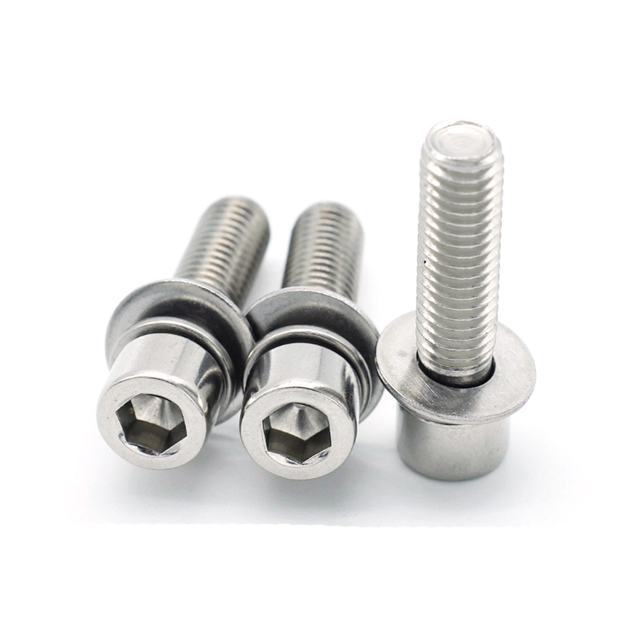 Bulong TRỤ (có long đền) lỗ trong lục giác có sẵn vòng đệm inox 201