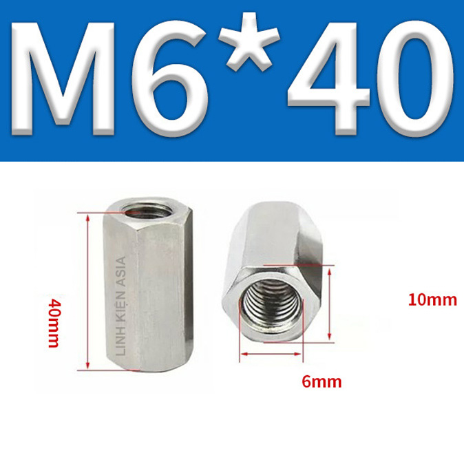 Khớp NỐI LỤC GIÁC nối ren trong inox 304 gia công chính xác