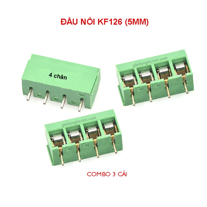 Combo 3 giắc nối dây nguồn domino KF126 KF128 KF301 vặn vít cố định