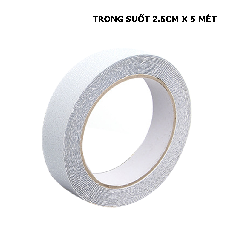 Cuộn băng keo CHỐNG TRƯỢT TRONG SUỐT, TRẮNG 5Mx5CM cho cầu thang - dán nền chống trơn trượt 5 mét