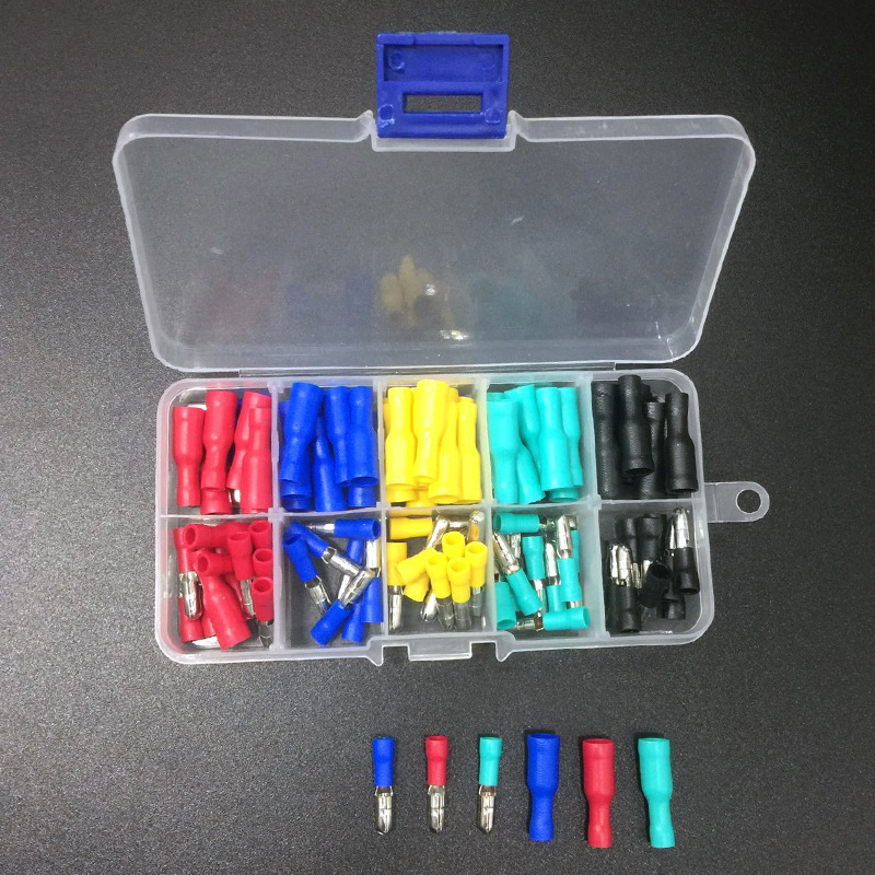 HỘP 50 cặp cos đầu đạn 5 màu, giắc nối nhanh đực + cái MPD1.25-156