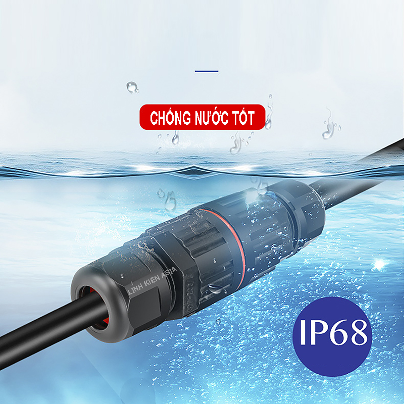Đầu nối chống nước dây điện 220V, nối dây cáp tròn phi 8-12mm chống nước sử dụng ngoài trời