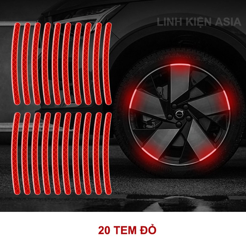 Combo 20 miếng dán decal phản quang bánh xe máy, xe ô tô