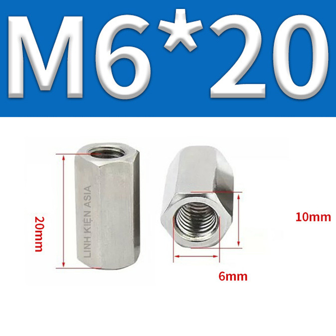 Khớp NỐI LỤC GIÁC nối ren trong inox 304 gia công chính xác