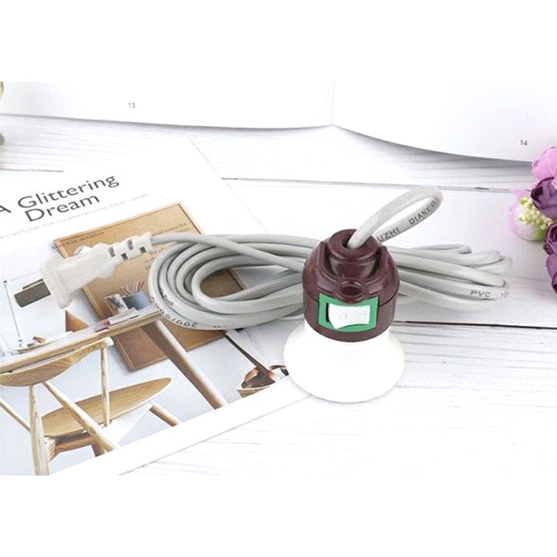 Đuôi Đèn E27 Có Dây dài 4.5 Mét - Công Tắc on off