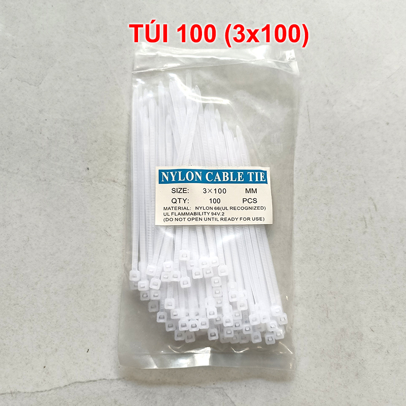 Bịch 100 sợi dây rút nylon tự khóa siêu bền bỉ chịu lạnh