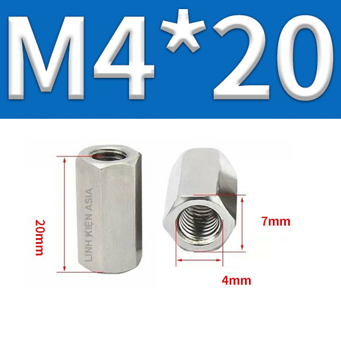 Khớp NỐI LỤC GIÁC nối ren trong inox 304 gia công chính xác