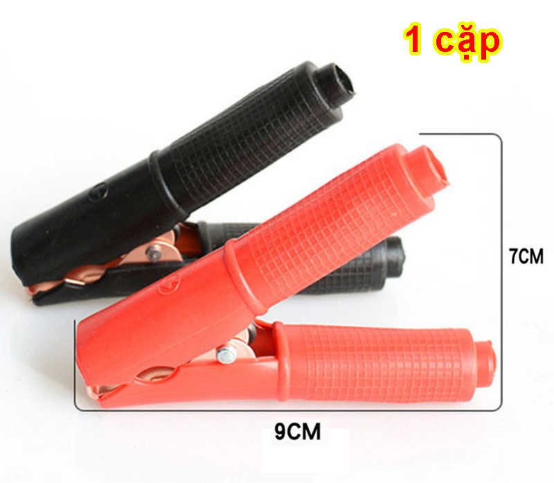 Một cặp đầu kẹp bình ắc quy - kẹp cá sấu to 8cm - 9cm (1 Đỏ - 1 Đen)
