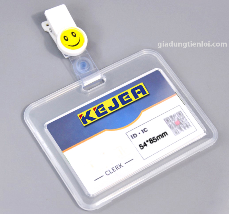 Thẻ nhựa cứng trong suốt ngang dọc+ kẹp thẻ nhân viên - thẻ bảng tên sinh viên