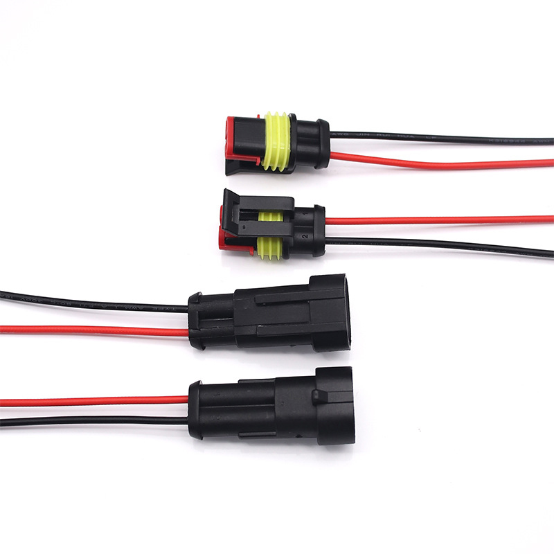Cặp đầu nối AMP chống nước (đực + cái) dây dài 10cm, giắc nối dây điện ô tô xe máy chuyên dụng
