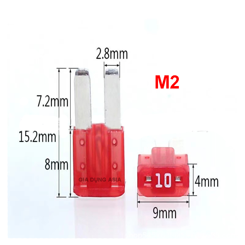 Combo 10 cầu chì ghim M2 chân dài kích thước 9x15,2mm dùng cho ô tô đời mới