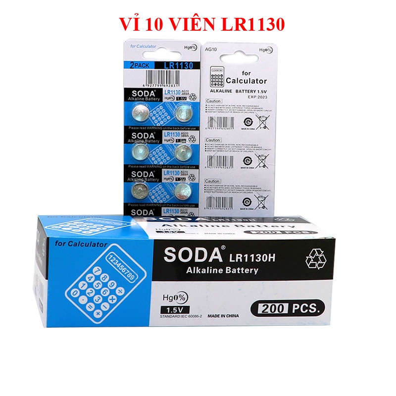 Vỉ 10 viên pin cúc áo AG13/LR44 AG10/LR1130 AG3/LR41 - pin đồng hồ điện tử