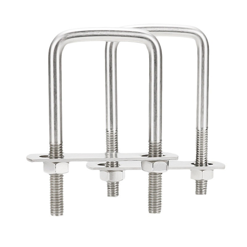 Kẹp chữ U Inox 304 – Bộ U-bolt 304 hình vuông bắt ống, khung thép, trụ cột