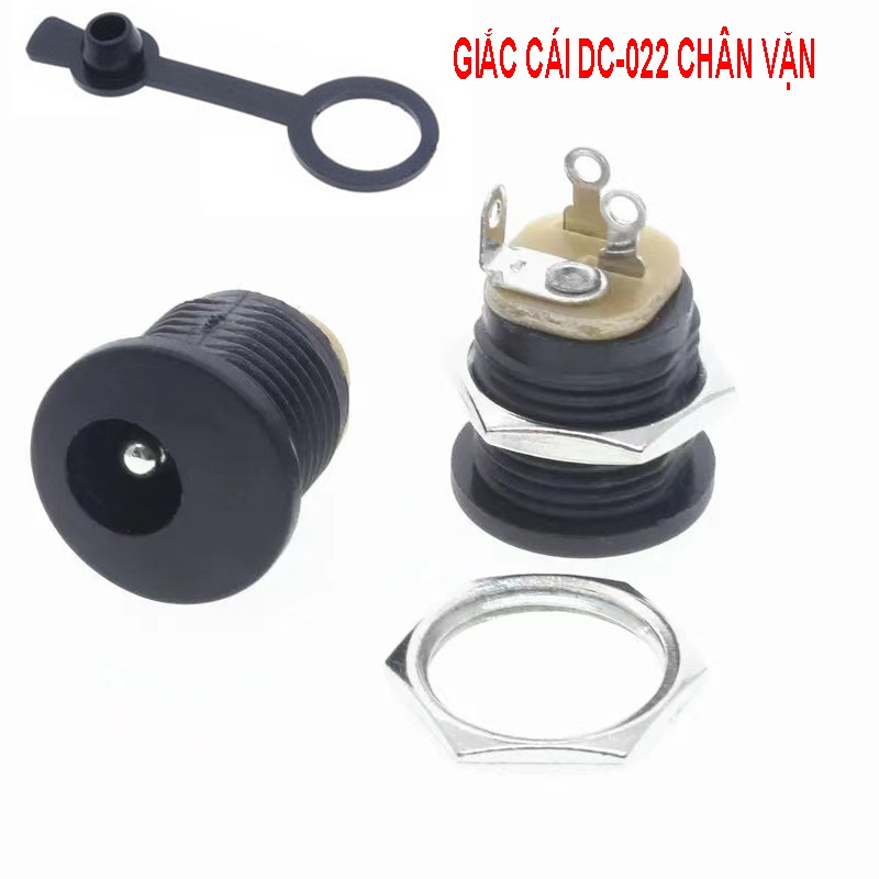 Combo 5 Giắc cái DC-022K DC-022V chân gài và vặn ốc 5.5x2.1mm có cao su chống nước