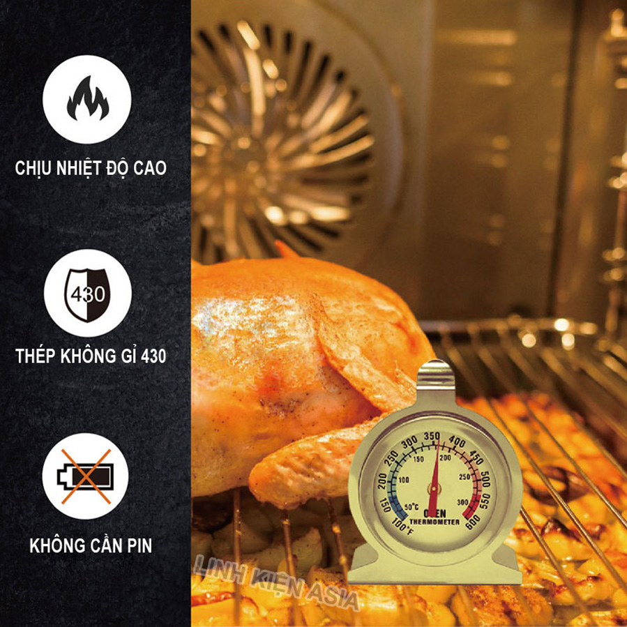 Nhiệt kế lò nướng BBQ bằng thép không gỉ dùng để đo nhiệt độ cao 50-300oC