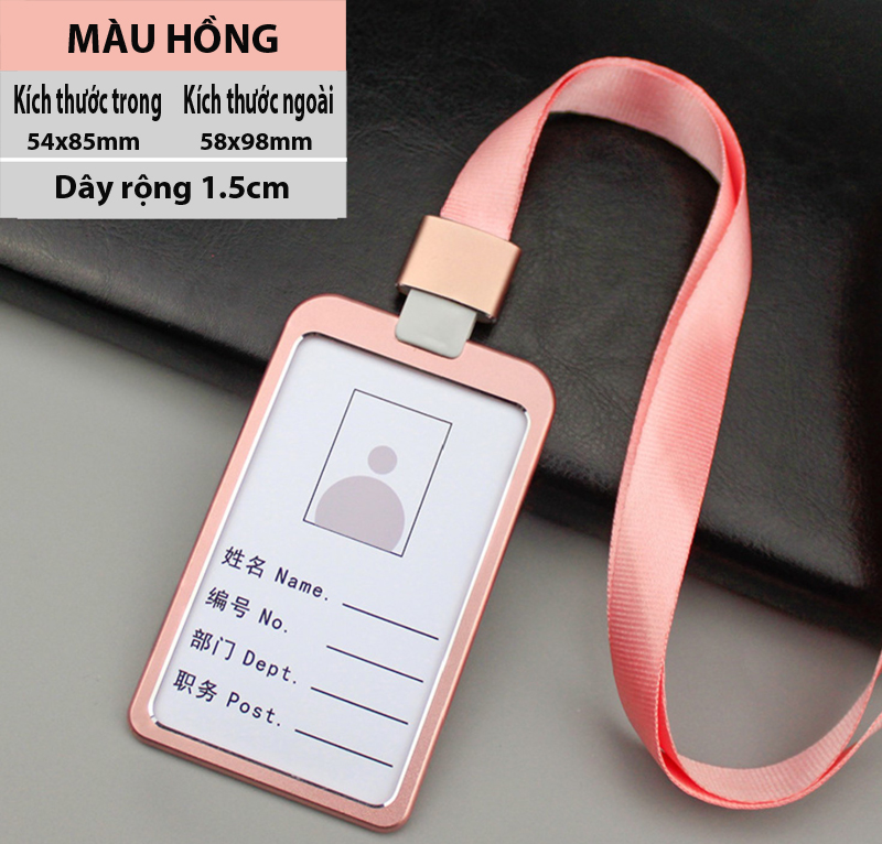 Thẻ bảng tên hợp kim Nhôm và dây đeo rộng 1.5cm cao cấp
