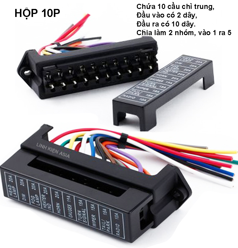 Hộp cầu chì (gắn loại cầu chì trung) có dây to đủ tải