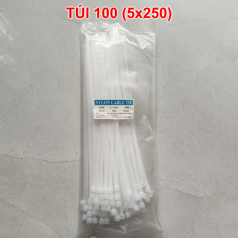 Bịch 100 sợi dây rút nylon tự khóa siêu bền bỉ chịu lạnh