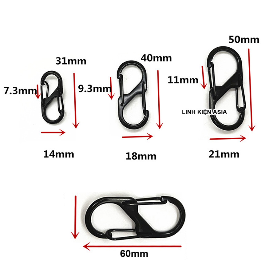 Móc khóa S8 có lò xo hợp kim kẽm phụ kiện đeo ba lô