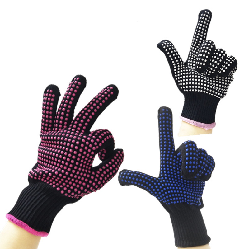 Găng tay cách nhiệt chống bỏng - chống trượt chấm bi (1 cặp)