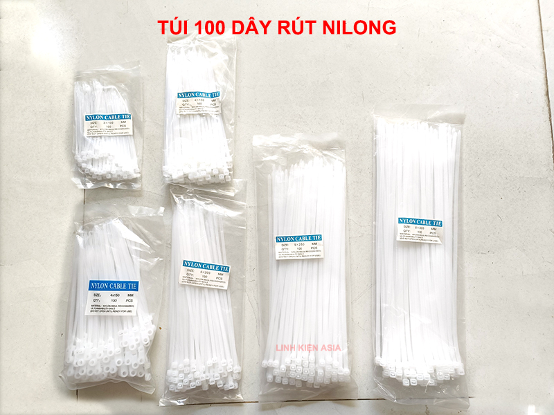 Bịch 100 sợi dây rút nylon tự khóa siêu bền bỉ chịu lạnh