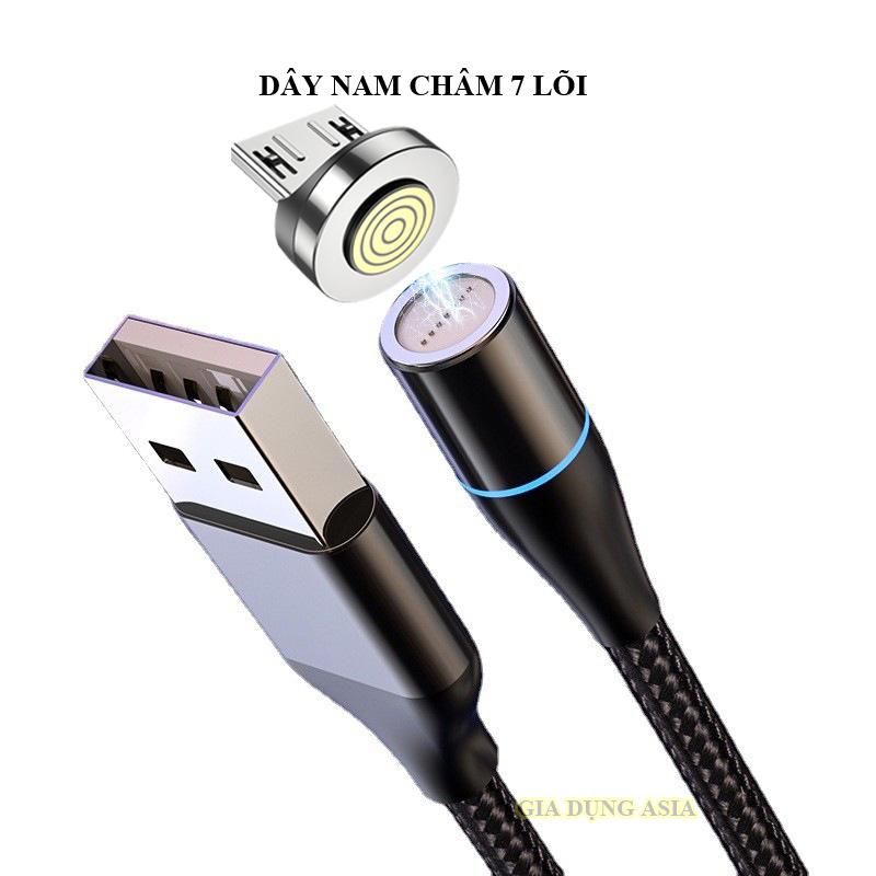 Cáp dữ liệu 7 lõi - sạc nhanh 3A - dây nam châm kết nối điện thoại