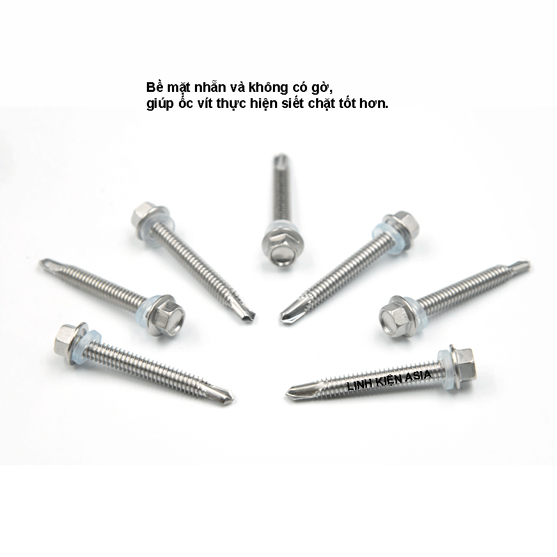 Combo 10 vít khoan lục giác ngoài ST5.5 ST6.3 có ron cao su chống thấm nước