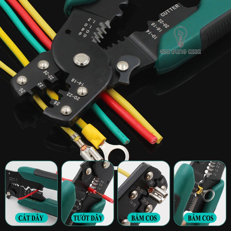 Kìm bấm cos và tuốt dây điện đa năng 22-28