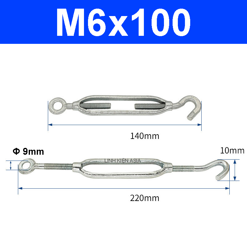 Móc tăng đơ cáp chất liệu thép carbon mạ kẽm chắc chắn, bền với mọi môi trường