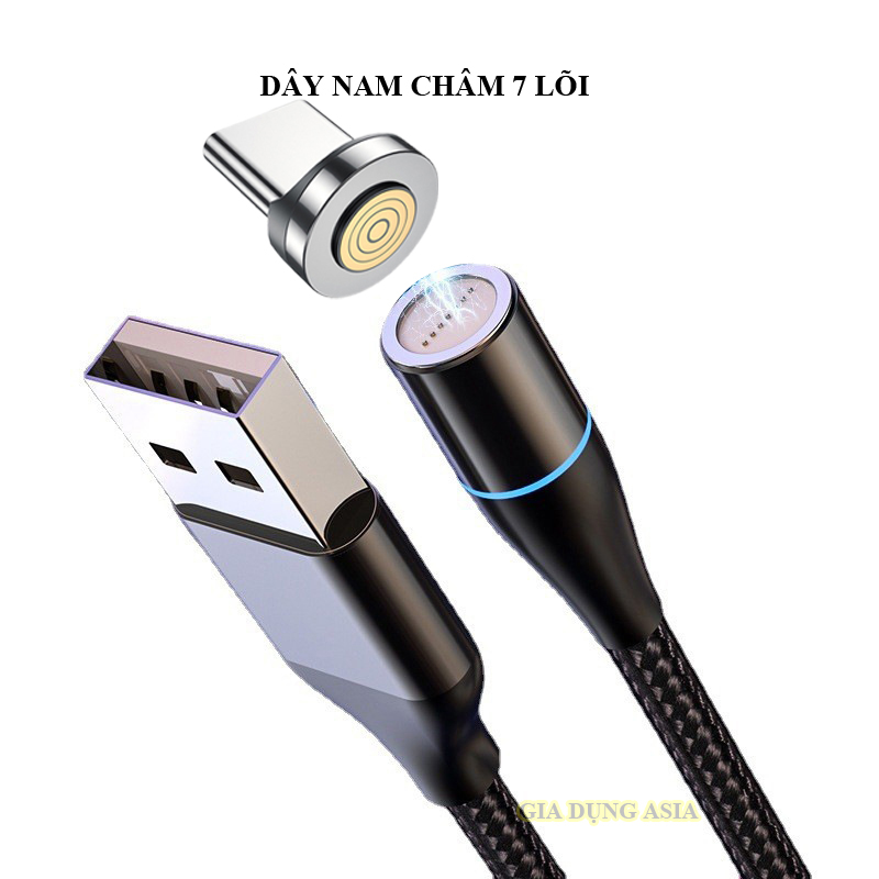 Cáp dữ liệu 7 lõi - sạc nhanh 3A - dây nam châm kết nối điện thoại