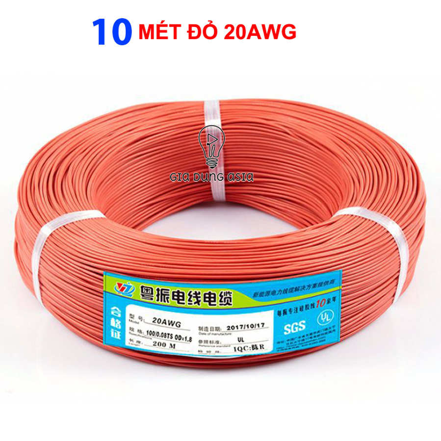 Dây điện chống cháy 20AWG tiết diện 0,5mm vuông - vỏ silicon siêu bền dài 1 mét