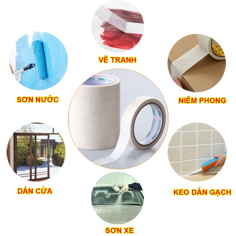Băng keo giấy - băng dính giấy ghi chú, cố định, dán viền tranh vẽ