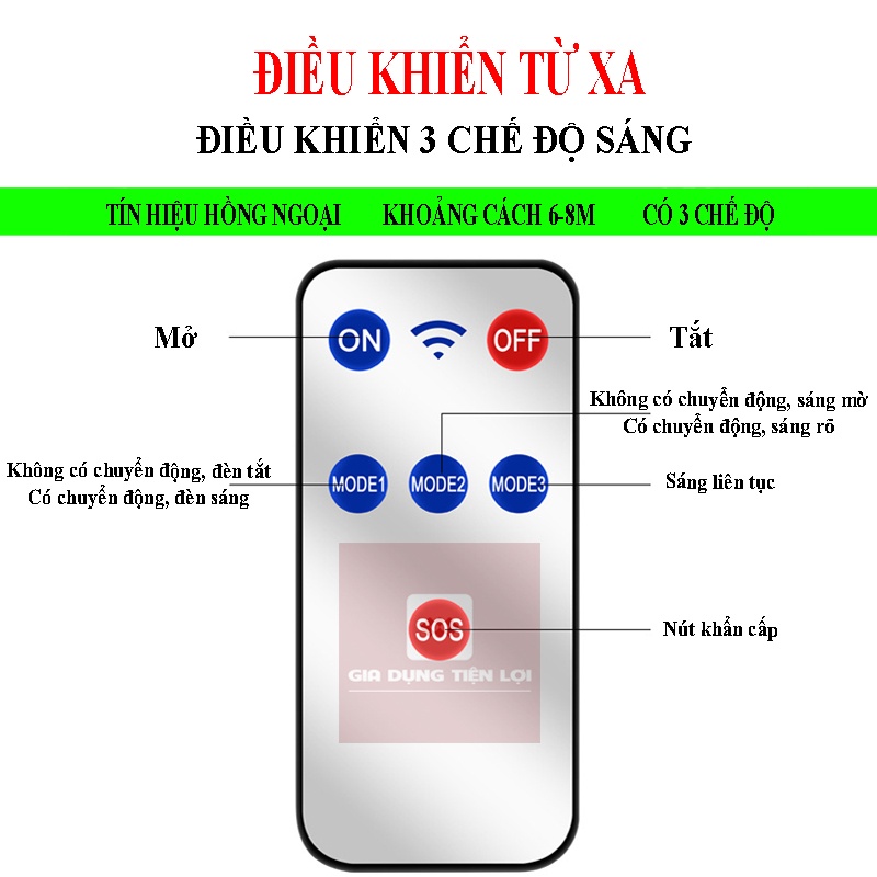 Đèn led năng lượng mặt trời 120COB - 72COB - 3 chế độ sáng - cảm biến chuyển động