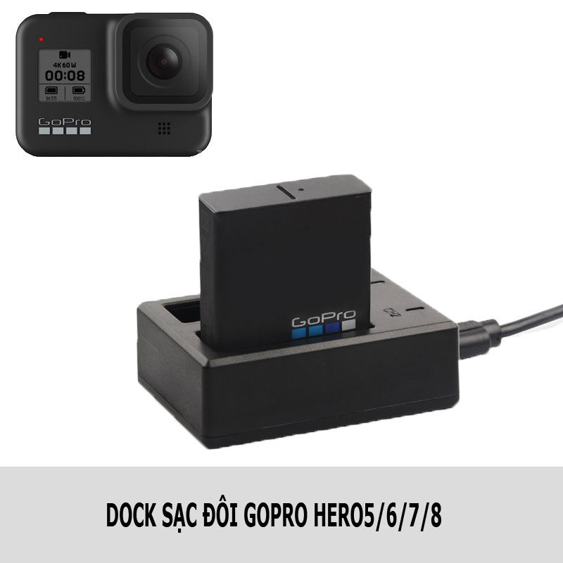Pin sạc Gopro 5/6/7/8 - dock sạc đôi Gopro tiện lợi