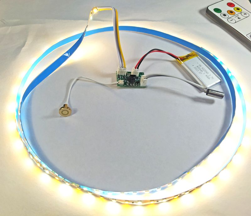 Combo mạch điều khiển led có pin 400mah + dây led 2 màu dài 50cm (7 chi tiết)