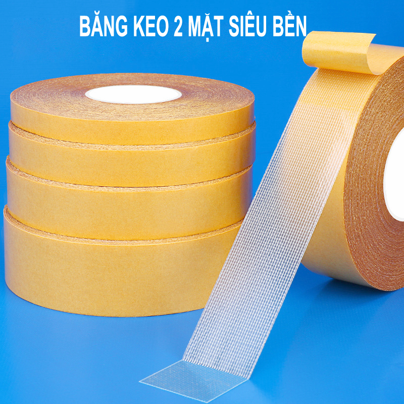 Băng keo SỢI THỦY TINH 2 mặt siêu bền - băng keo lưới 2 mặt dán thảm
