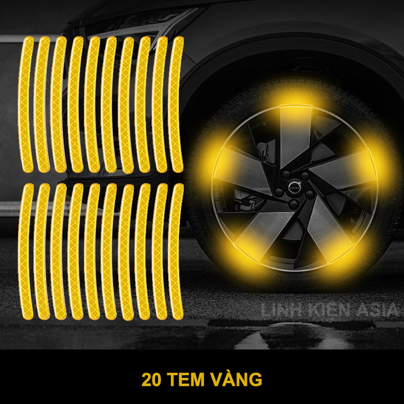 Combo 20 miếng dán decal phản quang bánh xe máy, xe ô tô