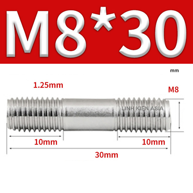 Bu lông ren HAI ĐẦU inox 304 nối đinh vít mở rộng hai đầu