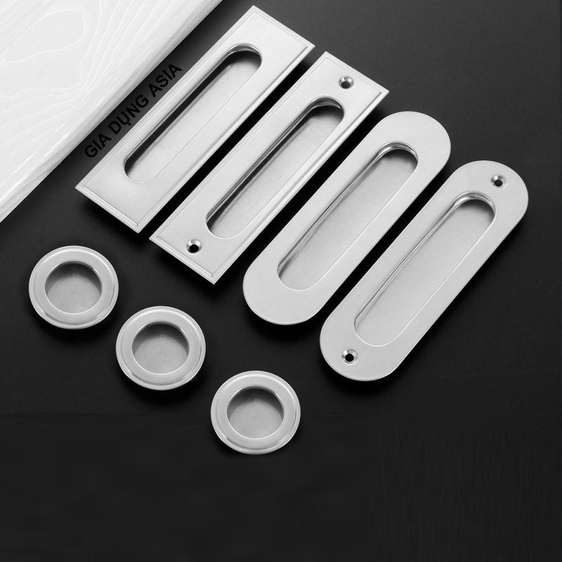 Tay nắm âm cửa tủ quần áo, cửa kéo tròn và dài bằng thép không gỉ