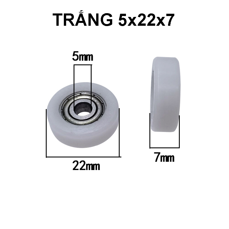Bánh xe nhựa PU kèm theo bạc đạn kích thước nhỏ lỗ trục 5m, 8mm
