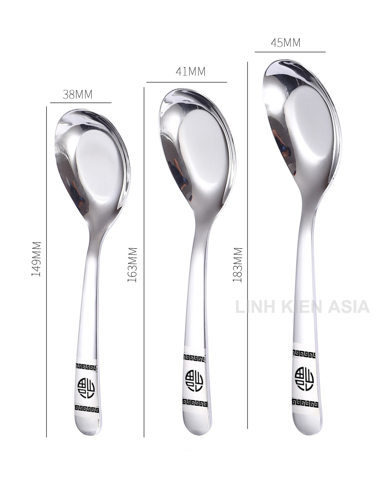 Muỗng inox khắc lazer chữ PHÚC chất lượng Stailess Steel