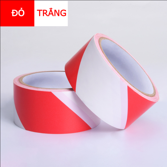 Cuộn băng keo PVC cảnh báo dán sàn nhà - decal dán nền rộng 48mm dài  15 mét