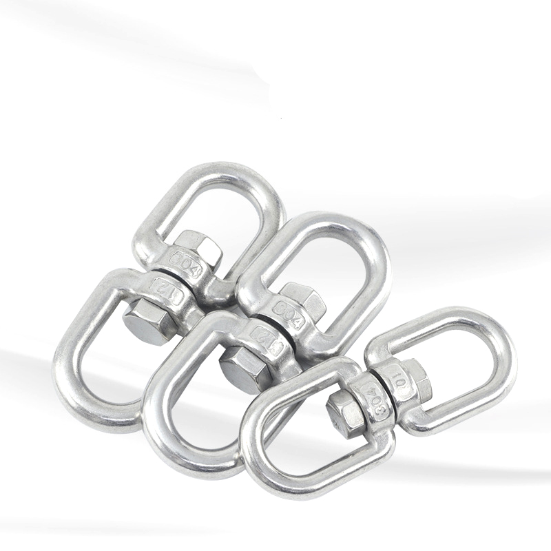 Móc xoay inox đa năng hình số 8, móc treo chống rối xoay 360 độ